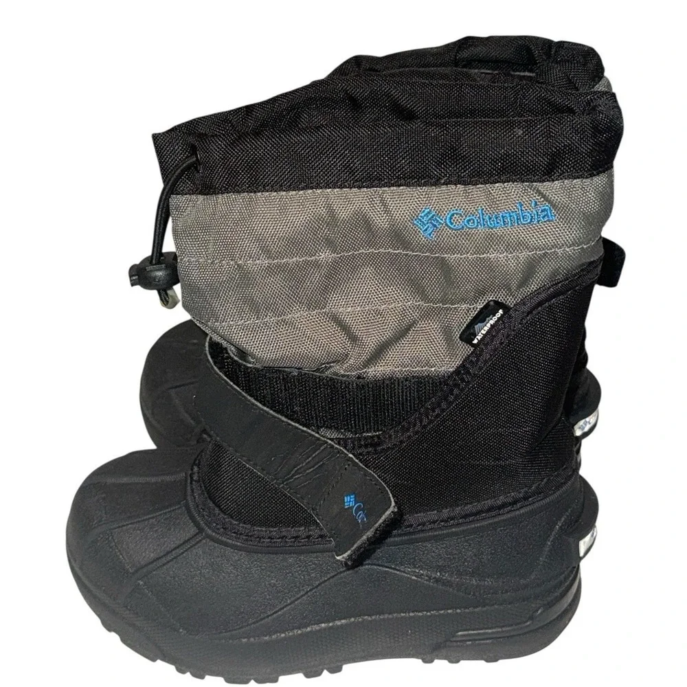 Columbia Boots Waterproof Gray Black Youth Kids Size 11 Winter Boots